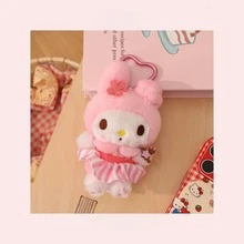 SANRIO 三丽鸥官方樱花与爱心系列：酷洛米和美乐蒂毛绒钥匙扣 - 柔软可爱的卡通毛绒玩具，可用作钥匙扣或装饰品，深受女性、儿童和粉丝喜爱，非常适合装饰背包和钥匙扣，为您的生活空间增添魅力。 - 彩色 - 查看 11