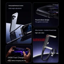 240W Fast Charging Data Cable With Phone Stand, 90° Angled Plug, 360° Rotation, Multi-Angle Adjustment, Braided Cable, Suitable For IPhone 17S Gaming Phones; 240W Stand Charging Cable For IPhone 17, Tablets And Fast Gaming Charging - Multicolor 1 - View 3