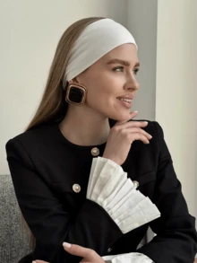 1条男女通用运动吸汗头带，宽版设计不易滑落，透气性好，适合运动、瑜伽和夏季佩戴 - 白色 - 查看 4