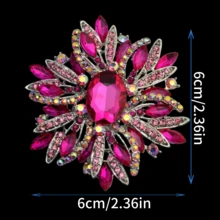 1/10 Classic Alloy Glass Brooches In Vintage Colors Luxe Temperament Lady Shawl Coat Brooches Accessories - Rose Red - View 2