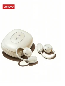 Tai nghe Bluetooth móc tai Lenovo EA370, dẫn truyền qua xương, thiết kế mở, Bluetooth 5.4, âm thanh vòm toàn cảnh, âm thanh HD, tương tự AirPod với tính năng giảm tiếng ồn thông minh, dẫn truyền qua xương không dây, điều khiển cảm ứng. Tai nghe không dây dành cho tập thể dục/chạy bộ/làm việc/đọc sách/chơi game/lái xe/nghe nhạc/làm quà tặng. Âm thanh tập trung định hướng, không bị rò rỉ. Tai nghe thể thao Lenovo. - đá mặt trăng màu trắng - Xem 2