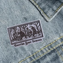 1件/2件装“驱散你的心魔”嬉皮朋克摇滚卡通趣味酷炫刺绣缝制贴片，服装配饰刺绣缝纫熨烫贴花装饰，适用于衬衫、裤子、鞋子、包包 - 方形 - 查看 5