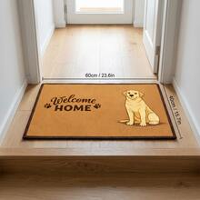 1 pieza Felpudo con estampado de perro Labrador "Bienvenido a casa", alfombra decorativa con patrones florales y de cuadrícula, perfecta para la cocina, el baño, la entrada del dormitorio y diseños de estampados divertidos. Ideal para uso en múltiples habitaciones (Cuadrícula // Floral) - A - Ver 9