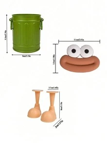 1 pieza Soporte de bolígrafo con forma de dibujo animado retro, caja de almacenamiento de plástico de gran capacidad con asa, adecuado para cosméticos, baño, papelería - Multicolor - Ver 5