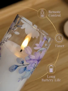 1/2/3pcs Set Flameless Candles With Remote Control And Timer, Flickering LED Candles, Battery Powered LED Purple Flower, Electric Pillar Candles, Realistic Wick, Suitable For Home Gatherings, Weddings, Romance, Love, Holiday Decor, Valentine's Day, Gifts, Candle Warmer - Purple - View 4