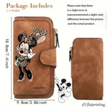 Disney 1件装迪士尼米妮女士拉链钱包 - 迪士尼官方信用卡夹/手拿包，多隔层设计，粉色和金色点缀 - 生日度假礼物，迪士尼手提包及旅行配件，时尚单品，2D平面款式 - 彩色 - 查看 2