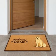 1 pieza Felpudo con estampado de perro Labrador "Bienvenido a casa", alfombra decorativa con patrones florales y de cuadrícula, perfecta para la cocina, el baño, la entrada del dormitorio y diseños de estampados divertidos. Ideal para uso en múltiples habitaciones (Cuadrícula // Floral) - A - Ver 8