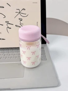 1pc High-Quality Pom-Pom Insulated Tumbler With Handle, Plastic Simple Heatproof Water Cup, Transparent Stylish Cup - Multicolor - View 6