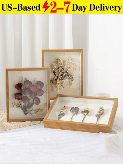 [Delivery Within 2-7 Days In The United States]Single-Piece Photo Frame (No Flowers), 10-Inch Natural Wood Grain Frame (No Flowers), Living Room/Bedroom Decor, Holiday Commemorative Gift. The Natural Wood Tone Complements Soft Aesthetics, Fitting Minimalist Home Styles Like Japanese And Nordic. The 3D Embedded Design Fully Preserves The Natural Form Of Dried Flowers. Moisture-Resistant And Durable, Its Warm Texture Resists Warping-Combining Artistic Charm With Sentimental Value. Suitable For Multiple Settings: Living Room Wall Decor, Bedroom Desk Accents, Entryway Cabinet Embellishments. Ideal As A Holiday Gift, It Also Displays Photos, Dried Flowers, Tickets, Crafts, Medals, Certificates, And Mementos.
