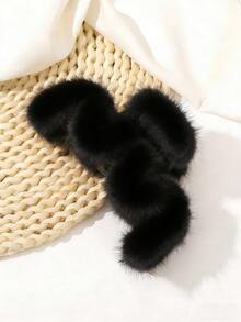 1pc Autumn/Winter Cute & Versatile Fluffy Hair Clip, Large Wavy Plush Hair Claw Women Claw Clips Elegant Hair Accessories - Multicolor - View 7