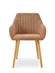 Goeurvant Modern Vertical-Stripe Upholstered Dining Chairs With Armrests And Solid Wood Legs For Dining Room, Kitchen, Living Room - Set Of 2 / Set Of 4 / Set Of 6 - Light Brown - View 3