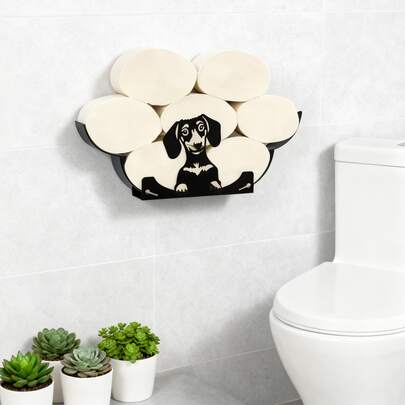 Suport pentru șervețele de câini, accesoriu decorativ agățat DIY, potrivit pentru băi, bucătării și dormitoare. Este extensibil, pliabil și durabil, fiind un element practic de decor pentru casă. Un suport creativ pentru depozitarea hârtiei igienice.