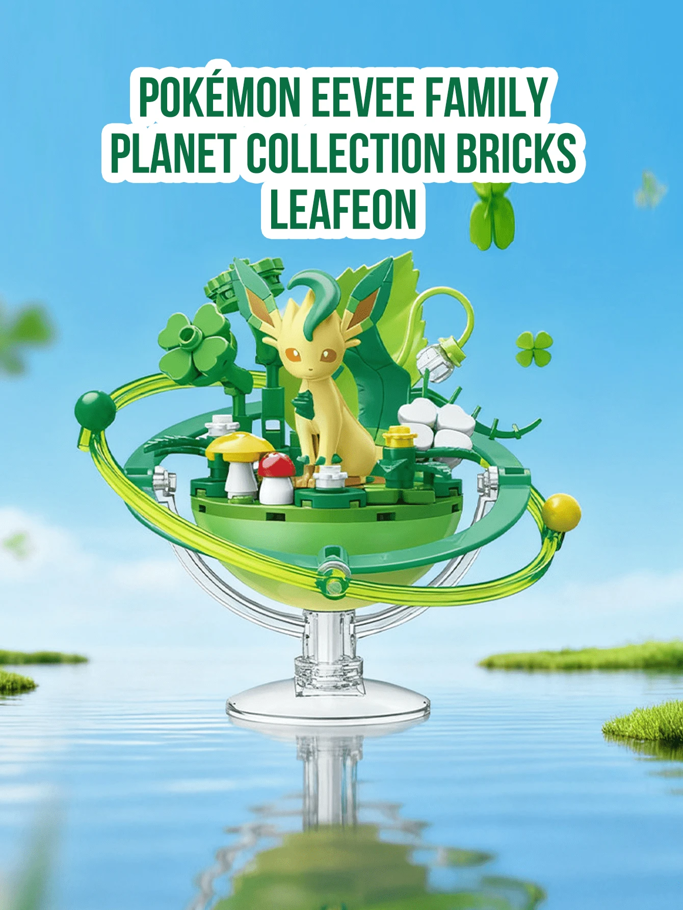 Wonderful Bricks Cute Creature Family Series Building Block Figurine, Leafy Green Creature With Elegant Tail, Planet Themed 3D Landscape Display Model, DIY Assembly Brick Set, Collectible Desk Decoration, Stress Relief 非