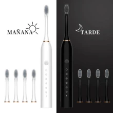 Cepillo de dientes eléctrico, limpieza profunda + vibración suave, disponible en tres colores, resistente al agua + lavable a máquina + fácil de limpiar. Resuelve los problemas de limpieza inadecuada e higiene bucal. Una herramienta práctica para el cuidado personal, adecuada para el uso diario y los viajes. - Negro - Ver 6
