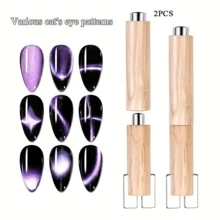 Multi-Functional Detachable Cat-Eye Magnet Stick With Wooden Cylindrical Handle For Gel Nail Art - Apricot - View 5