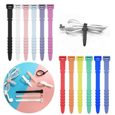 Multi-Functional Silicone Cable Organizer, Suitable For Earphone Cables, Data Cables, Kitchen Or Bedroom Wires; Reusable And Detachable Cable Ties To Manage And Organize Cables, Kitchen Essential, Storage, Organizing (Random Color)