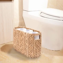 Toilet Paper Storage Basket, Toilet Paper Holder With Storage Space For Up To 8 Rolls, Coastal-Style Bathroom Decor, Rattan Bathroom Accessories - 卡其色 - 查看 4