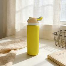 Owa Laa Lemon Yellow Large Capacity Stainless Steel Water Bottle,32oz/945ml,With A Straw,Exquisite Appearance,Keeps Drinks Hot Or Cold,Can Hold Iced Drinks And Water,Suitable For Leisure,Work,Sports,Indoors And Outdoors,Suitable For Students And Office Workers,As A Gift - 檸檬黃 - 查看 4