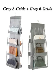 8-Pocket Foldable Oxford Cloth Hanging Purse Organizer, Space-Saving Wardrobe Organizer For Handbags, Wallets And Accessories, Durable Black And Gray Design, Perfect For Christmas, Halloween, Thanksgiving, Wallet Storage Organizer, Accessory Rack, Elegant Appearance, Sturdy Structure - Multicolor - View 23
