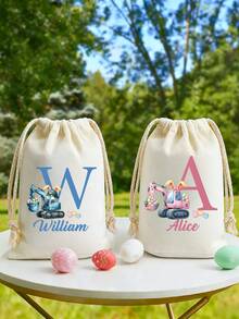 Customized Canvas Tote Bag, Personalized Children's Gift, Children's Gift, Canvas Bag With Name, Fashionable Name, Children's Bag, Easter, Rabbit, Spring, Easter Eggs, Easter Basket, Customized Gift Bag, Letter Gift Bag, Customized Easter Bag, Easter Bag, Easter Canvas Bag, Children's Easter Bag, Easter Egg Hunt Bag, Boys' Easter Gift Bag, Girls' Easter Gift Bag, Rabbit Gift Bag, Customized Easter Gift - Multicolor 2 - View 8