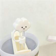 1/2个可爱云朵造型吸管防尘套，适用于学校、家庭、办公室等场所 - 白色 - 查看 2