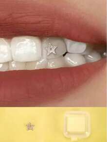 1pc Fashionable Rhinestone Hollow Star Women Tooth Jewelry, Minimalist & Versatile - Silver - View 3
