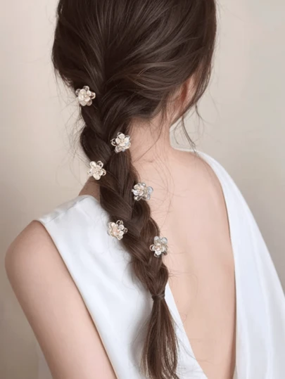 4pcs/6pcs Cute Floral Small Hair Clips, Princess Bangs Side Fringe Hairpins, Spring/Summer Hair Accessories