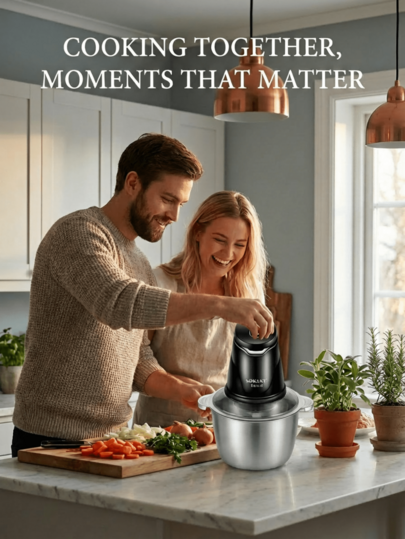 SOKANY 2-In-1 Multifunctional Electric Food Processor Meat Grinder Grain Blender With Dual Size Bowls Dual Layer Blades Space-Saving