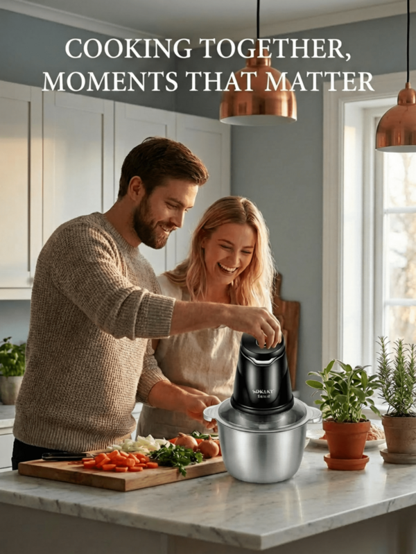 SOKANY 2-In-1 Multifunctional Electric Food Processor Meat Grinder Grain Blender With Dual Size Bowls Dual Layer Blades Space-Saving
