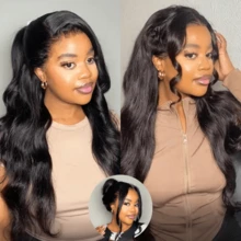 ZHENDEFA 360 Degree Full Lace Front Wavy Human Hair Wig - Transparent HD Lace Invisible Hairline, Pre-Trimmed Natural Hairline, 360 Degree Lace Front Wig, 200% Density, For Women - SNatural - View 3