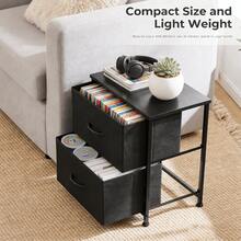 Nightstand With 2 Fabric Drawers, Multifunctional Side Table End Table Bedside Table, Small Compact Night Stands For Bedroom Living Room Dorm, Sturdy Frame Fabric Dresser Nightstand, Space-Saving Bedroom Furniture With Storage Drawers, Lightweight Bedside Storage Table For Small Spaces - Grey - View 5