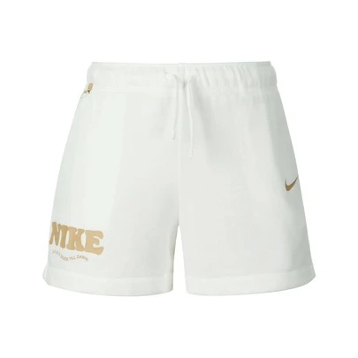  Nike 字母系带透气宽松休闲运动短裤，女款，帆白