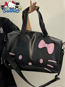 Sanrio 时尚 Hello Kitty 大容量旅行包，带蝴蝶结 - 女士优雅涤纶斜挎单肩手提包，卡通动物印花，白色毕业包，适合上学、装学习用品等。 - 彩色 - 查看 14