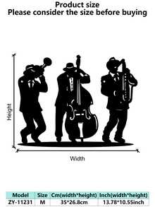 经典爵士乐队金属墙饰，剪影音乐家悬挂艺术乐器风格金属工艺品，适用于家居和花园，是送给音乐爱好者的独特礼物，也适合乔迁、音乐学校、咖啡馆、酒吧装饰，无需用电，适合圣诞节、万圣节、感恩节、圣帕特里克节、毕业典礼等场合。 - 111 - 查看 12