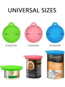 宠物食品罐密封盖，宠物食品勺，多功能食品盖，猫狗食品罐配件，柔软优质，易于清洁，适用于大多数尺寸的罐头，适合旅行、露营、户外活动和家庭使用。宠物主人的日常必备品，也是斋月礼物、生日礼物的理想之选，可赠送给宠物爱好者、朋友和家人。 - 彩色 - 查看 9