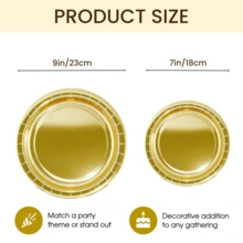 100/50/25/10pcs Gold Thickened Reusable Plates, Dessert Plates, Cake Plates, Elegant Polished Metal Rim, Waterproof, Disposable Plates For Picnics, Dinners, Parties, Christmas, Communion, Valentine''s Day - Gold - View 10