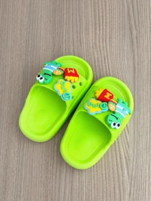 2026新款幼儿男童拖鞋，1-5岁可爱卡通软底夏季恐龙图案学步拖鞋，适合日常穿着 - 綠色 - 查看 4