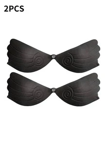 1 par de sujetador adhesivo invisible con alas - Copas push-up de silicona sin tirantes, almohadillas de elevación transpirables, sujetador para vestido sin espalda, reutilizable y amigable con la piel - Multicolor - Ver 28