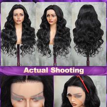 34 Inch Lace Front Wigs Pre Plucked Body Wave Glueless Wigs For Women Body Wave Lace Front Wigs 13x4 Lace Front Wigs 200% Density Highlight Human Blended Hair Lace Front Wigs Natural Black - Natural & Black - View 2