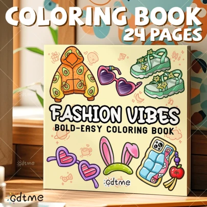 GDTME 1 Adult Coloring Book, 24 Thick Pages, Size 7.9 X 7.9 Inches. Designed For Stress Relief And Mindfulness, Simple Layout For Easy Operation. Suitable For Valentine's Day, Women's Day, Girl's Festival, Carnival, Easter, Back To School Season And Various Parties.
