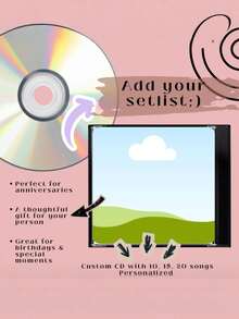 1张定制照片混音CD - 最多可刻录5张个性化照片和歌曲，高光泽封面设计，母亲节、父亲节、情人节、毕业典礼、周年纪念日、生日、情侣、挚友、90年代怀旧爱好者、圣诞节的独特礼物，可在所有CD/DVD光驱中播放，送给他的礼物，送给她的礼物 - 款式3 - 查看 2
