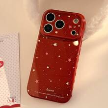 Kavenfort 1pc Maple Sugar Red + Yellow Berry Star + Cute Red Fruit Phone Holder, Compatible With IPhone 17, 15, 16 Pro Max, 12/13, Personalized, Creative, Retro, Geometric, Minimalist, Niche, Ins Style New Year Phone Case - Maple Syrup Red - View 5