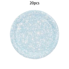 20pcs/60pcs Platos de papel brillantes de 7 pulgadas y 9 pulgadas con tema popular coreano en azul, rosa y púrpura, suministros para fiesta de cumpleaños, postres, pasteles, vajilla de mesa, celebración de boda, fiesta de revelación de género, suministros para fiesta de cumpleaños - Multicolor - Ver 13