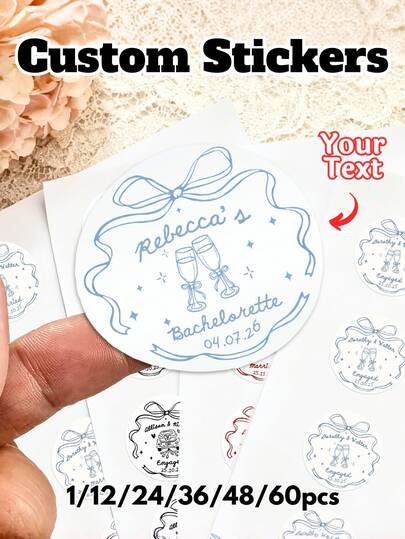 1/12/24/36/48/60 Miếng Nhãn Dán Đám Cưới Tùy Chỉnh, Nhãn Dán Hình Tròn Cá Nhân Hóa Tên Cặp Đôi & Ngày Cưới, Nhãn Dán Quà Tặng Cô Dâu & Chú Rể 6/5/4/3cm, Tem Thiệp Mời Đám Cưới & Nhãn Gói Quà, Nhãn Dán Lãng Mạn Kỷ Niệm & Ngày Valentine, Nhãn Dán Không Khô Keo Dùng Cho Lễ Cưới, Nhãn Dán Quà Tặng Tiệc Cho Các Cặp Đôi