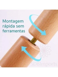 Wooden Coat Rack Organizer For Clothes - Màu be - Xem 3