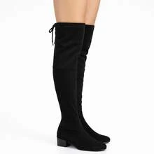 Bota Feminina Cano Longo Salto Confortável Rodeio Festas Over The Knee Meia Skinny Acima do Joelho - Preto - Visão 6