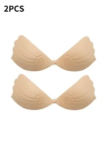 1 par de sujetador adhesivo invisible con alas - Copas push-up de silicona sin tirantes, almohadillas de elevación transpirables, sujetador para vestido sin espalda, reutilizable y amigable con la piel - Multicolor - Ver 20