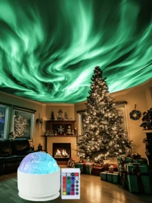 1pc Northern Lights Projection Lamp - USB Mood Light With Remote, 16 Color Adjustable & Changing - Ideal For Gaming Room, Bedroom, Living Room Decor - Great Valentine's Day Gift - Multicolor - View 8