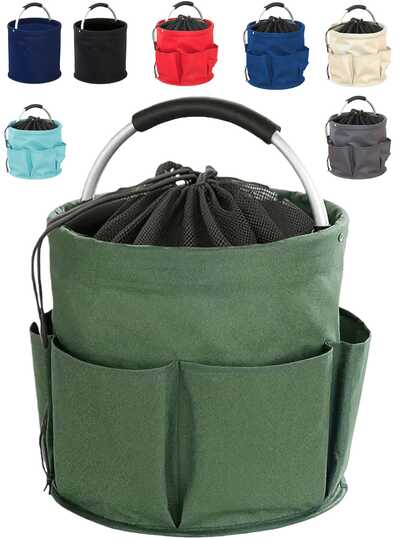 6-Compartment Foldable Storage Basket, Picnic Basket, Outdoor Beach Basket, Portable Foldable Toiletry Storage Basket, Household Shopping Basket With Handle - Suitable For Cleaning Supplies, Gardening Tools, Outdoor Camping, Picnic And Travel Essentials - Durable Fabric, Travel Essentials Storage Box/Divider Basket/Mesh Bag Function, Storage Basket