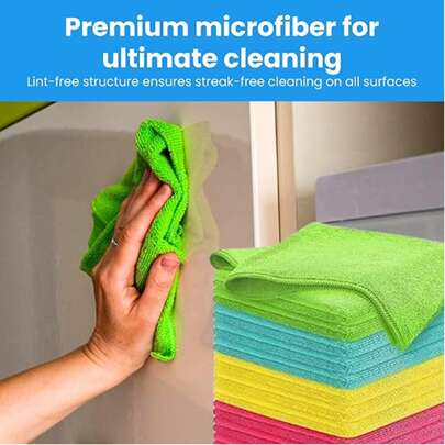 Microfiber Cleaning Cloth 12 Pack - 12 X 12 Inches - Rags For Cleaning House Streak-Free Wipes For Screens, Dusting & Appliances - Premium Microfiber Cleaning Cloth